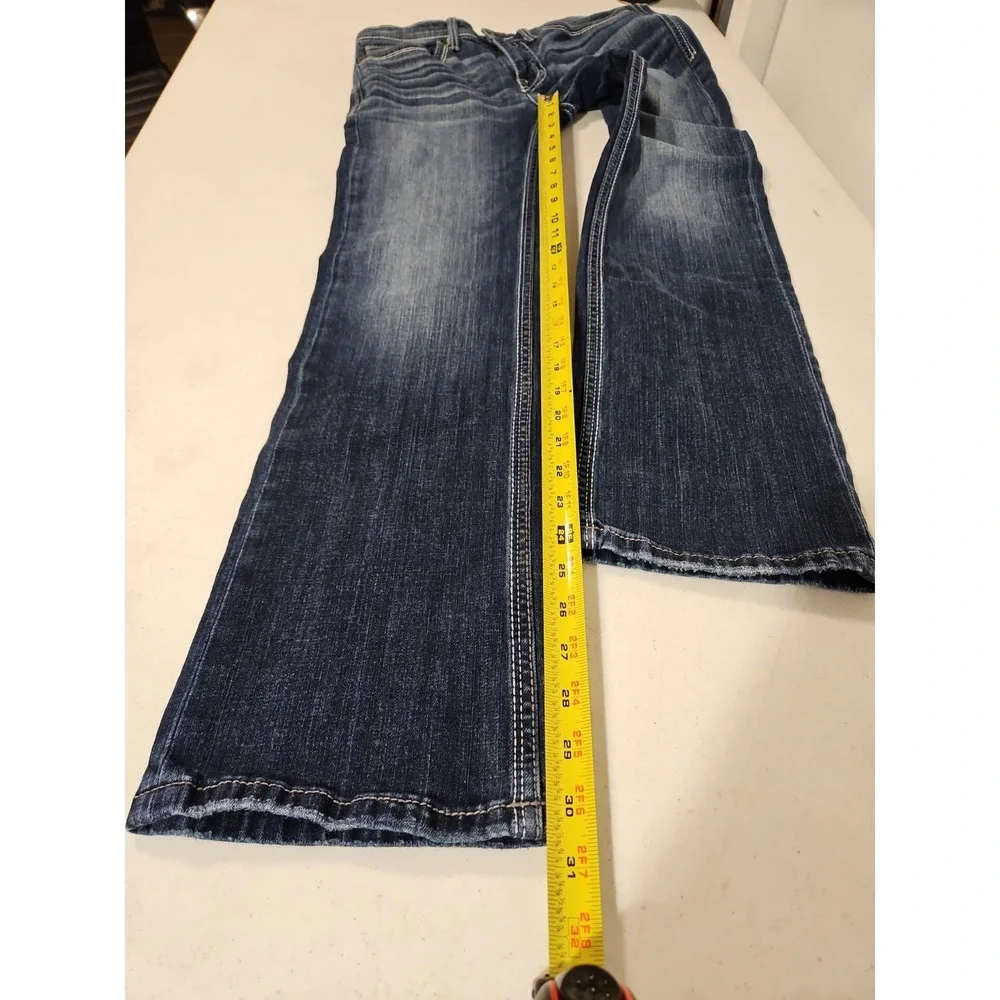 BKE Aiden Jeans Mens 30x32 Blue Denim Bootcut Thick Stitch DarkWash (1789